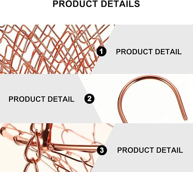 Yardwe 3 Tier Hanging Fruit Baskets Copper Wire Basket Fruit Vegetable Kitchen Storage Organizer Rustic Country Decor Round Metal Copper