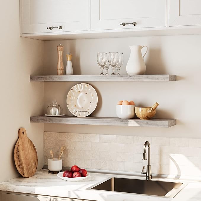 HOOBRO Floating Shelves for Wall, Wall Mounted Shelf Set of 2, 39.4