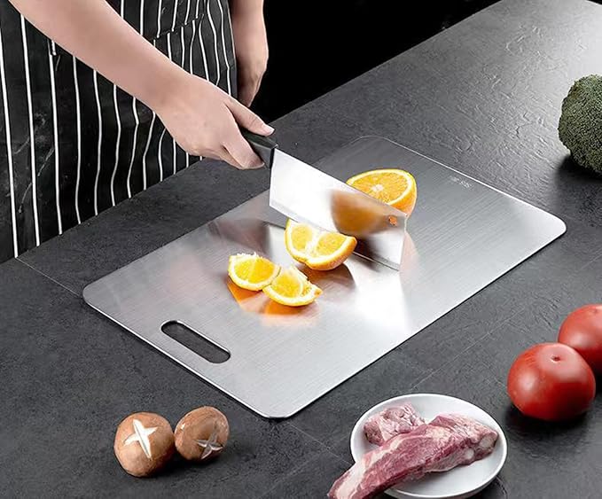 Titanium Cutting Board, New Upgrade Pure Titanium Cutting Boards for Kitchen,Food Grade 316 Stainless Steel Cutting Board，Double sided Dishwasher Safe 15.3x11inch