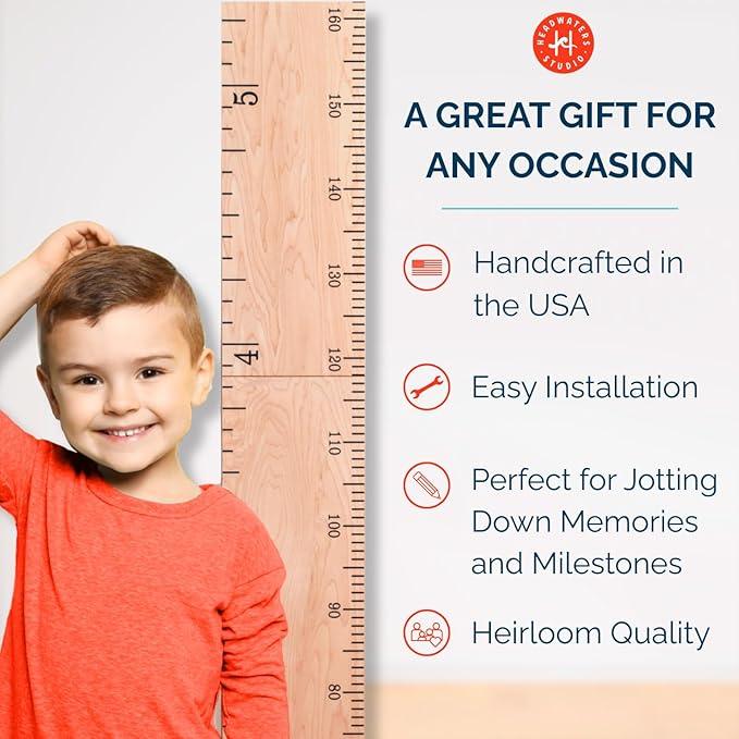 Wooden Growth Chart for Wall - Size Height Chart for Kids, Growth Measuring Board and Kids Height Wall Chart, Growth Chart for Kids, Height Chart for Wall - Natural (63