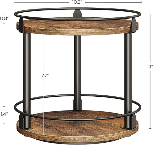 Spice Rack, Set of 2 Lazy Susan Organizer, 2-Tier Turntable Organizer, Rotating Spice Rack Organizer For Cabinet, Compact and Versatile, for Kitchen Countertop, Rustic Brown SR22L2BR