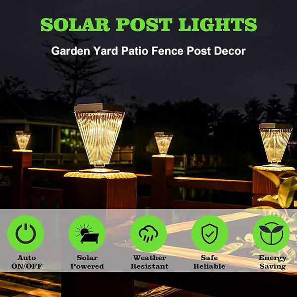 Solar Post Cap Lights 6 Pack Outdoor Waterproof Solar Fence Post Lights Sun Powered Pillar Lights Garden Decorative Yard Patio Walkway Pathway Lights