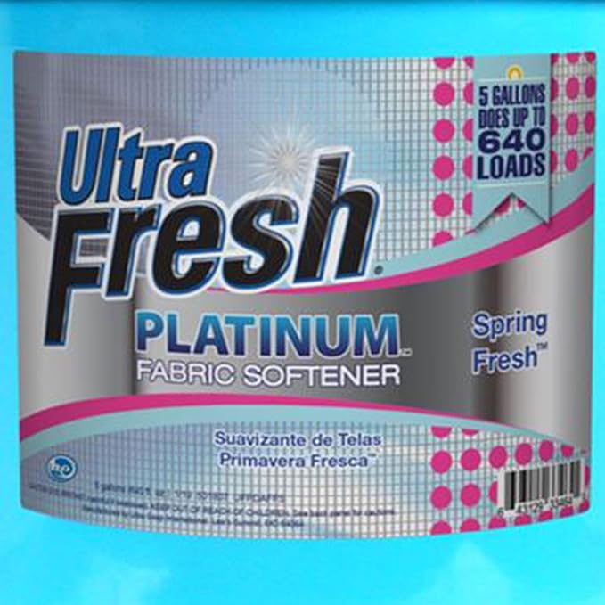 Ultra Fresh 5 Gallon Platinum Fabric Softener for All Machine Types, Liquid Laundry Softener, Up to 640 Loads, Fragrance & Dye Free
