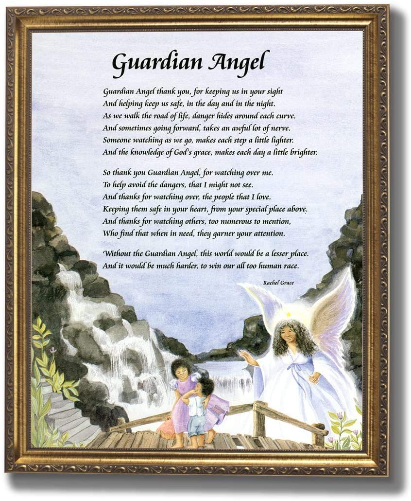 Guardian Angel Art Print – Black Children on Bridge 8x10 Framed Wall Decor