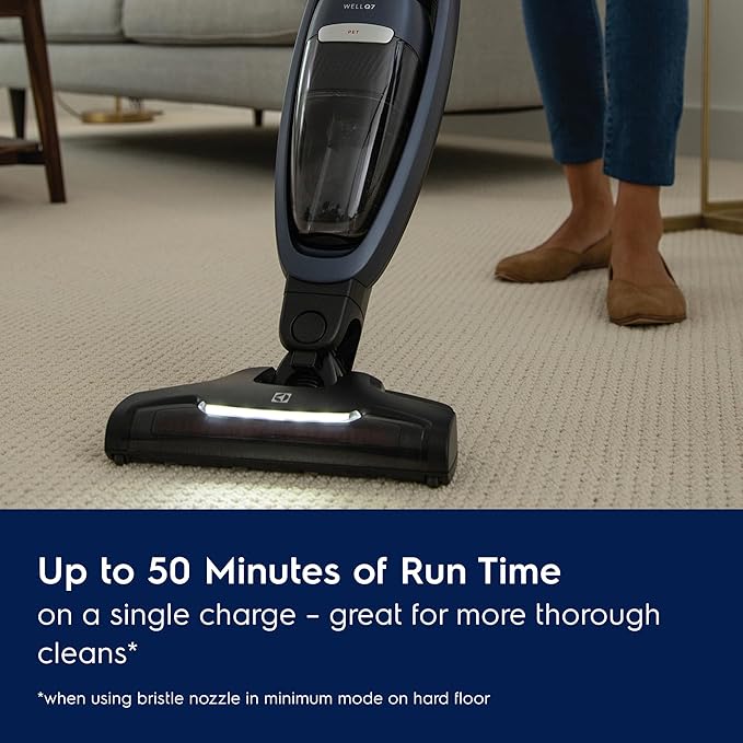 Electrolux WellQ7 Pet Cordless 2-in-1 Vacuum Cleaner with Motorized PetPro+ Nozzle for Easy Pet Hair Removal, 50-Minute Run Time, 2 Power Modes, Indigo Blue