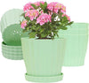 5 Pack Flower Pots for Indoor Plants, 6 inch Plant Pots Outdoor Planters for Porch Garden Office Home Decorative Holiday with Drainage Holes and Saucers, Plastic Planter Nursery Pots Green