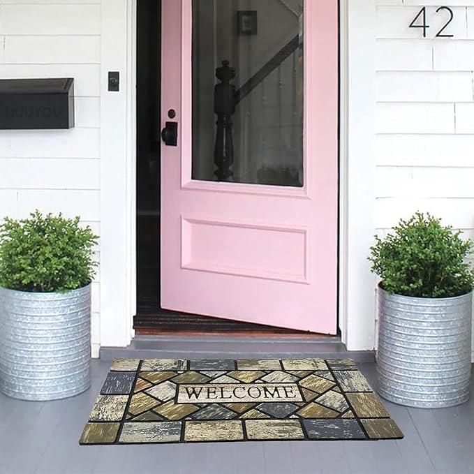 CHICHIC 18 x 30 Inch Square Welcome Door Mat Front Doormat Outdoors for Home Entrance Outdoors Mat for Outside Entry Way Doormat Entry Rugs, Heavy Duty Non Slip Rubber Back Low Profile