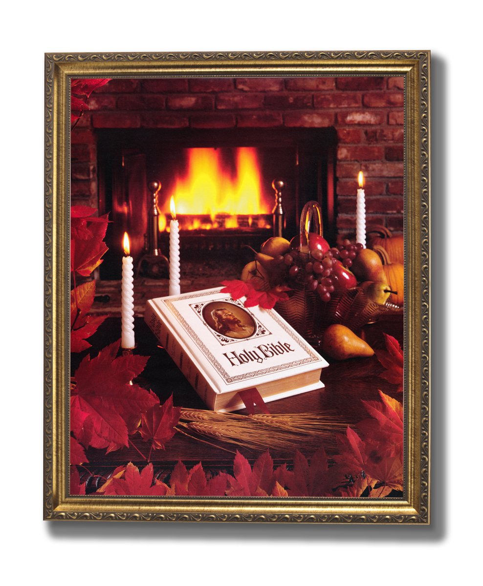 Religious Wall Art - Holy Bible Floral Gold Framed Print With Embossed Poplar Frame