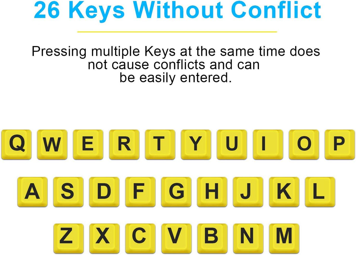 Large Print Keyboard for Seniors with High Contrast Yellow Keys, Wired USB, Low Vision