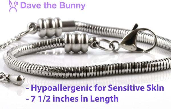 EPJ XOXO Bracelet | Kiss Hug Text Stainless Steel Snake Chain Charm Bracelet