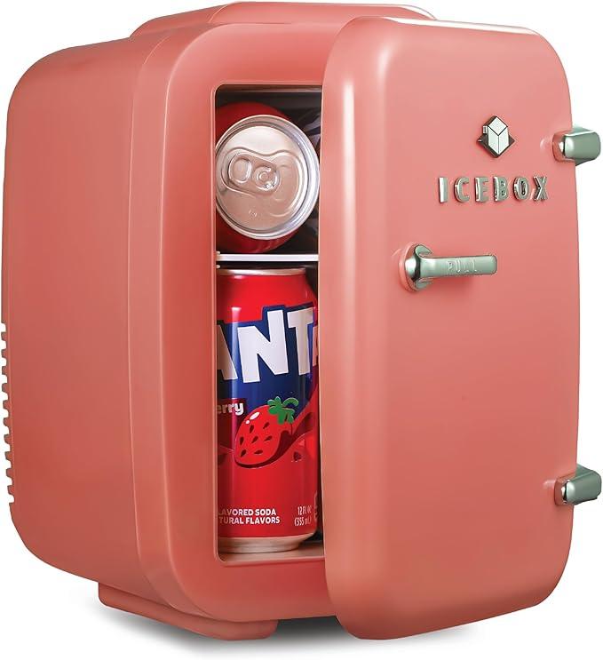 IBMF4BLS Fridge for Bedroom, Skincare, Portable Cooler & Warmer for Makeup, for Office & Home Refrigerator, Mini (4 L / 6-Can), Blush Red