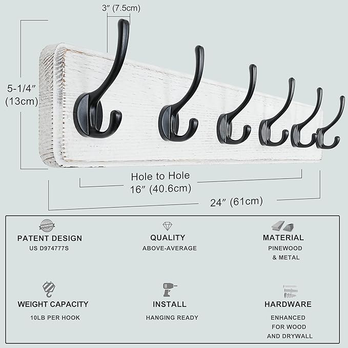 Dseap Wall Mounted Coat Rack: 24
