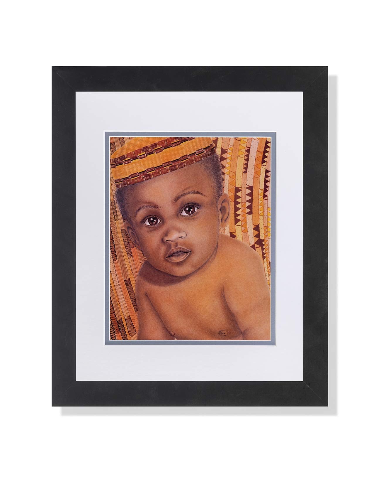 African American Black Tribal Baby Wall Picture W/G Matted Framed Art Print