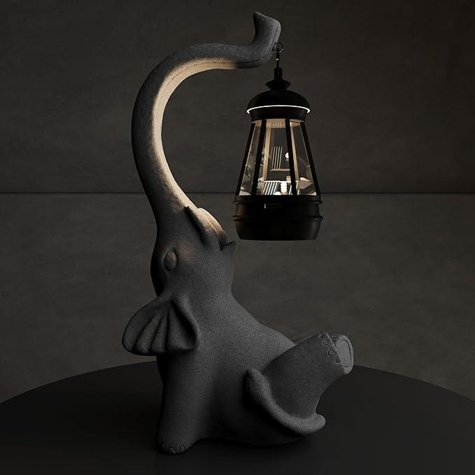 Solar Powered Outdoor Figurine Lights, 10 Inch Waterproof Animal Elephant Statue Light, Suitable for Decorations for Patio, Balcony, Lawn, Courtyard, Etc.(Face Upward)