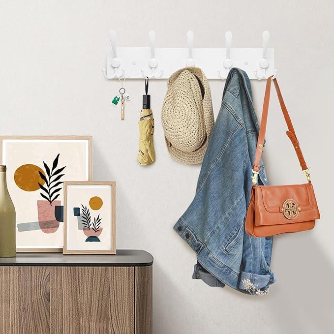 Coat Rack Wall Mount Coat Hooks Wooden Hat Rack for Wall Hooks Pine Real Wood Plank 16.9