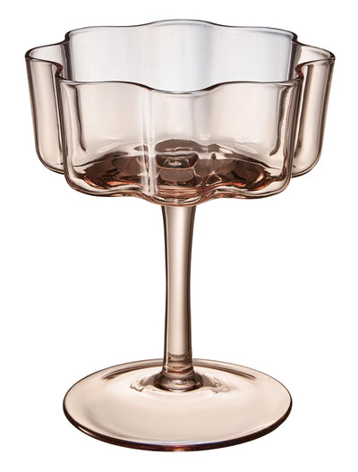 Flower Wave Coupe Cocktail Colored Glasses | Set of 6 | Venus Brown Colors
