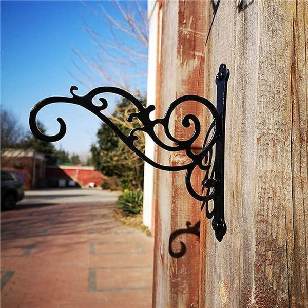 N+A Sunshine Iron Metal Hanging Planter Bracket, 2 Pack Wall Hooks for Hanging Birds Feeders, Latern, Wind Chimes, Coat, Decorative Indoor Outdoor (Black)