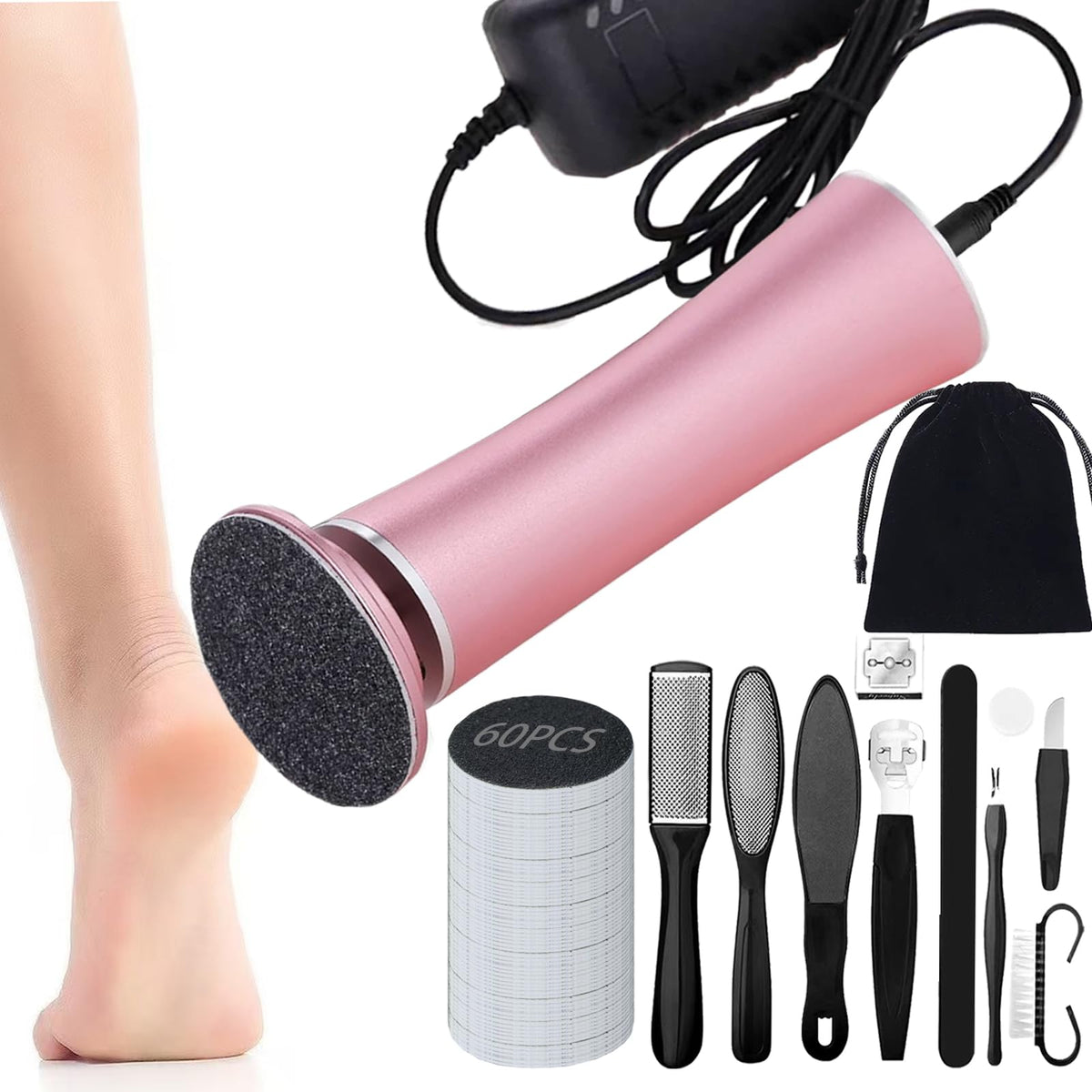 Darmave Electric Foot Callus Remover with 60 Sanding Pads