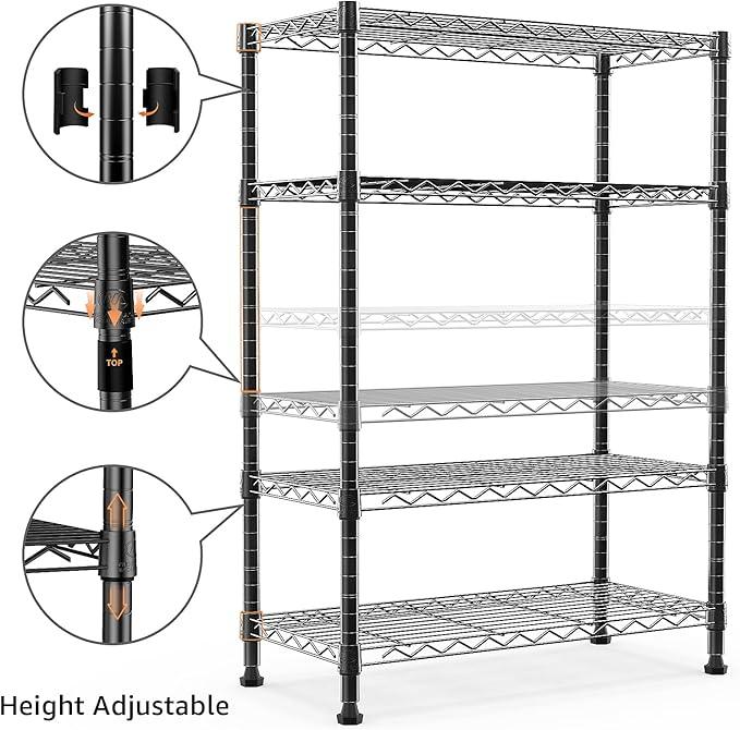 1000 lbs Storage Shelving Steel Heavy Duty 4-Tier Utility Shelving Unit Steel Organizer Wire Rack for Home,Kitchen,Office (13.7