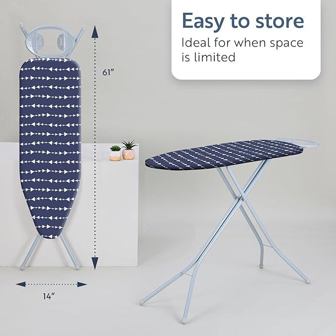 Classic 4-Leg Ironing Board with Iron Rest - Freestanding Full Size Iron Board for Clothes Pressing and Steaming with 43