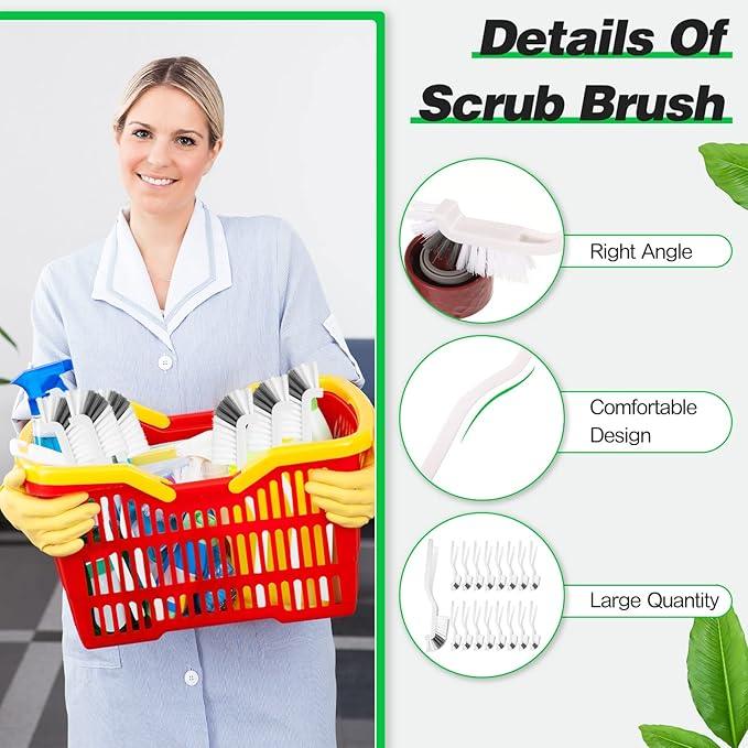 Yinkin 24 Pcs Kitchen Scrub Brush Bulk Sink Bathroom Edge Corner Cleaning Brush Right Angle Mini for Grout Household Dishwasher Tile Lines Window Track Deep Cleaning with Stiff Bristles