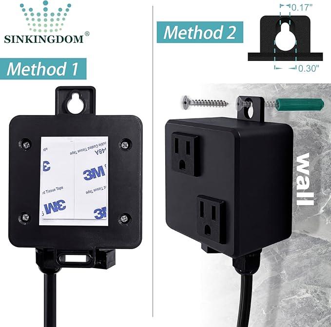 SinkTop Air Switch Kit (Long Full Brass Button) for Disposal, Dual Outlet, (Matte Black)