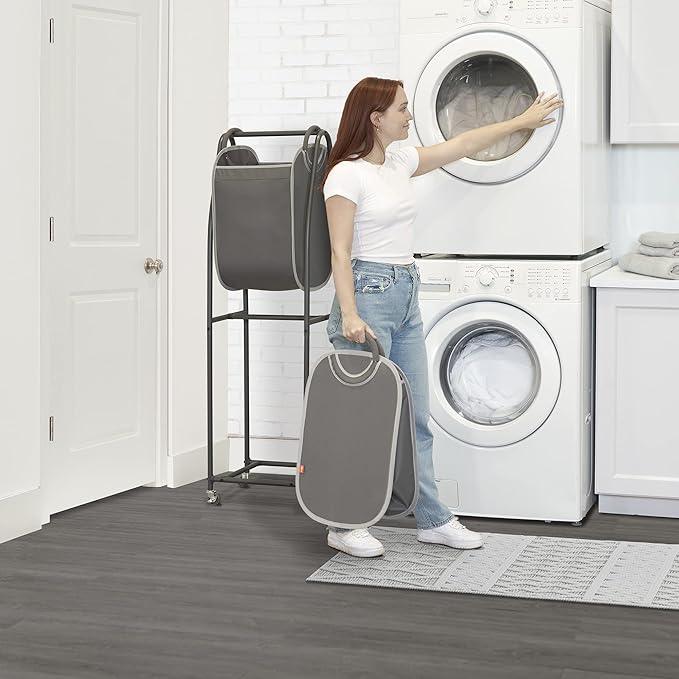 Neatfreak - 2 Tier Laundry Sorter - Laundry Hamper With Wheels & 2 x Laundry Basket Tote Bags For Dirty Clothes, Towels, Blankets, Bathroom Storage & Laundry Room Organization