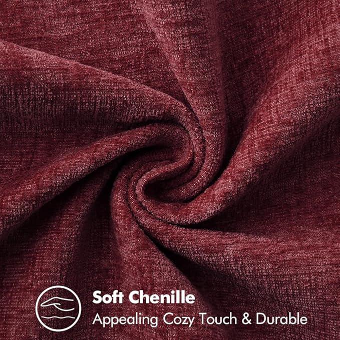 MIULEE Pack of 2 Christmas Pillow Covers 20x20 Inch Burgundy Red Farmhouse Decorative Throw Pillow Covers with Stitched Edge Soft Chenille Solid Dyed Couch Pillow Covers for Sofa Bed Living Room