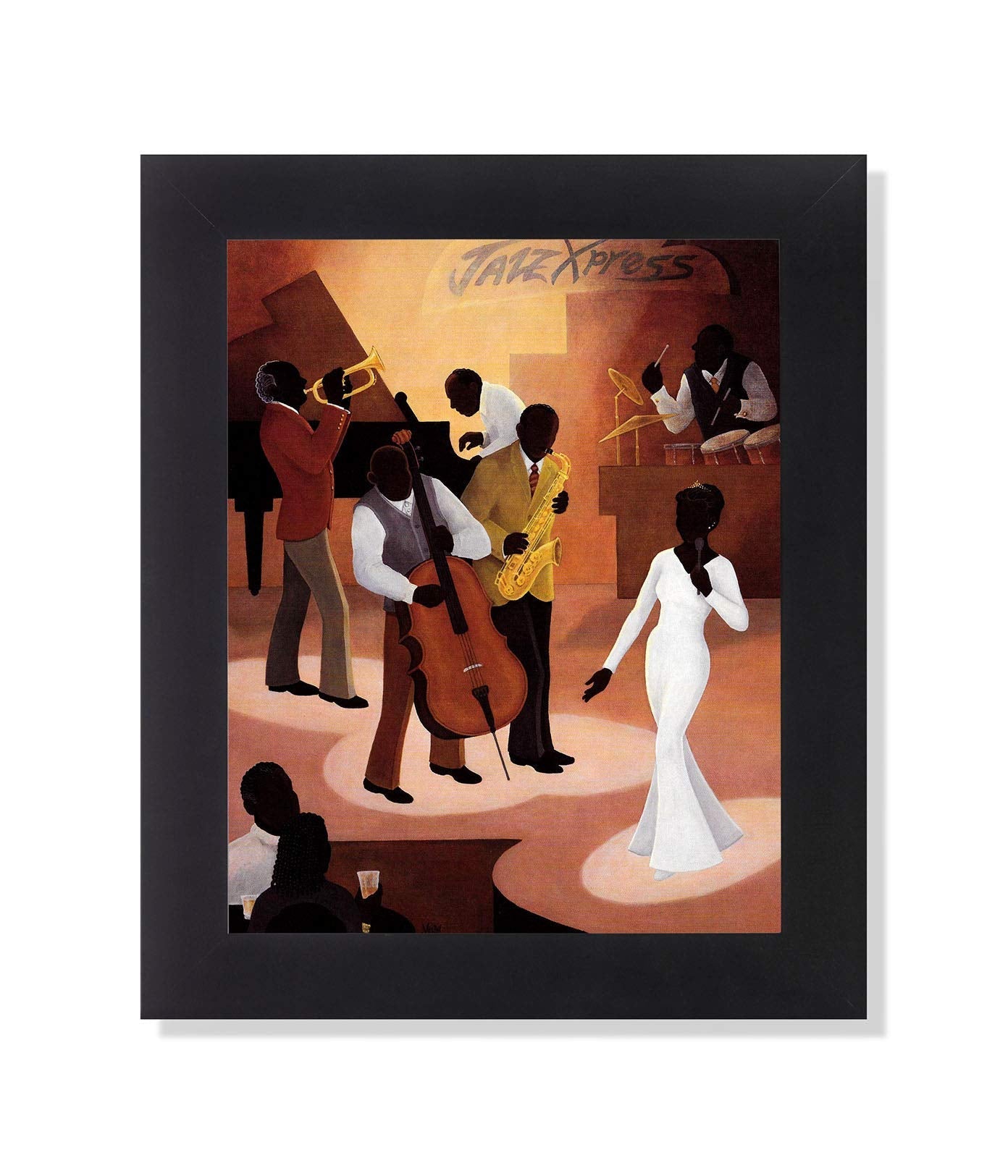 Framed Art Print - Black Jazz Night Club 8x10 African American Wall Decor