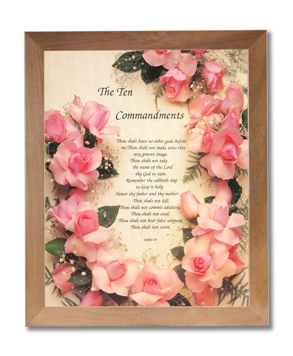 Religious Wall Art - Pink Rose Artwork Framed Art Print With Honey Wood Frame
