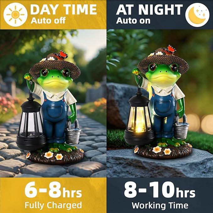 Solar Garden Decor - Frog Statues with Lantern 9