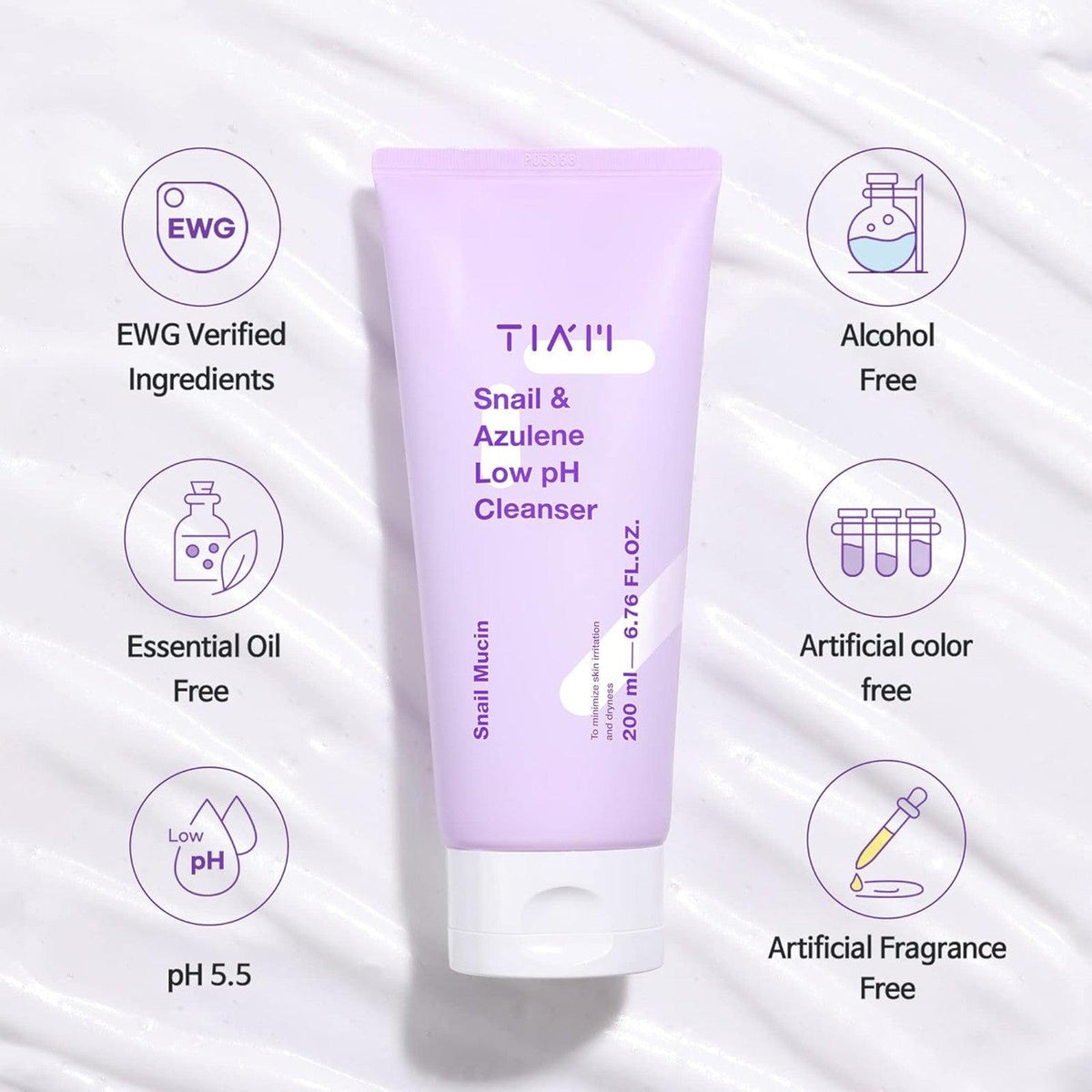 TIA'M Snail & Azulene Low pH Cleanser