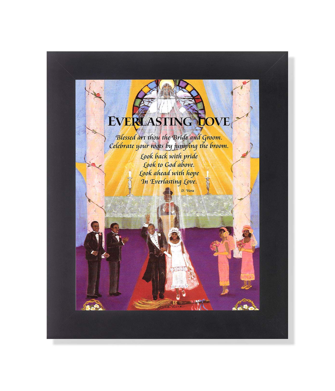 Black Church Wedding Art – African American Jump The Broom 8x10 Framed Print