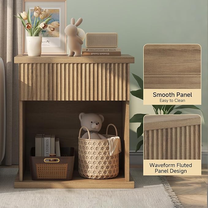 Fluted Nightstand Set of 2, 22.8