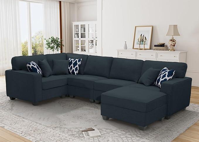 L Lengend Vansen Modular Sectional Sofa U Shaped Couch with Ottoman Modern Reversible Corner Sectional Couch for Living Room (Charcoal, U Shaped Sofa-1)
