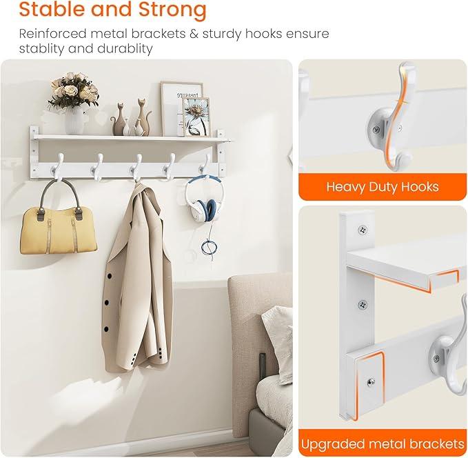 Homode Coat Rack With Wall Shelf, 29
