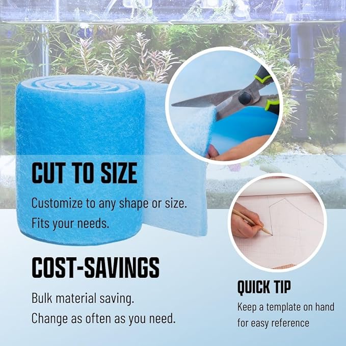 Aquarium Filter Media Pad Cut to Fit Roll, 12