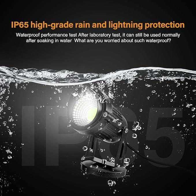 LemonBest LED Landscape Up Down Light 5W White LED Decorative Spotlight Lamp 110V with Plug for Indoor Outdoor Yard Step Wall Lighting (Cool White) (Include Spike)