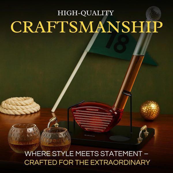 Golf Club Whiskey Decanter and 2 Liquor Glasses - 29 OZ Decanter & 15 OZ Glass Set - Golf Stick Gifts for Men, Unique Liquor Decanter Set - Bourbon, Scotch Decanter for Alcohol, Golfer Gifts for Dad