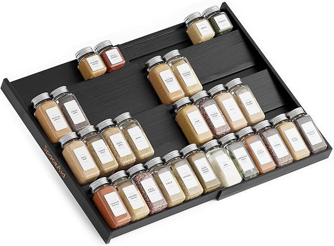 SpaceAid Bamboo Black Spice Drawer Organizer, (Need 3
