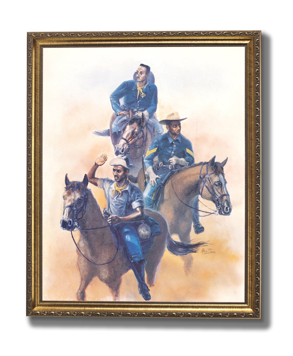 Buffalo Soldier Wall Art – African American Calvary Scouts Gold Framed Print