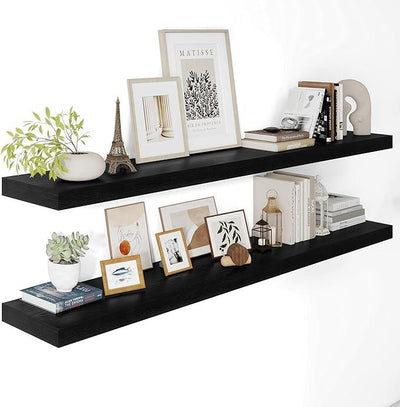 Black Floating Shelves for Wall 55 Inches Long, 12