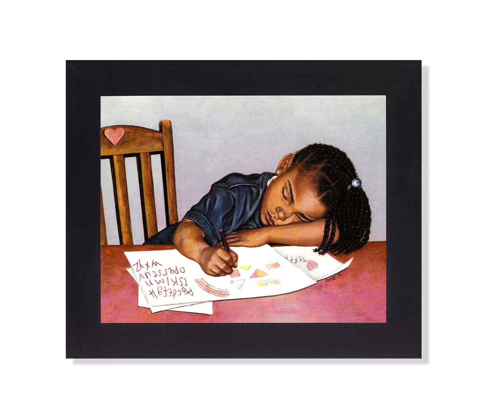 Black Framed Art Print – African American 8x10 Homework Wall Art Decor