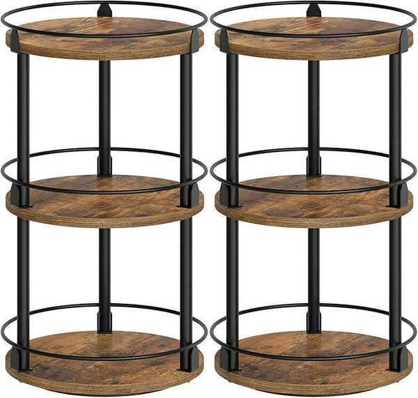 Spice Rack, Set of 2 Lazy Susan Organizer, 3-Tier Turntable Organizer For Cabinet, Compact and Versatile, for Kitchen Countertop, Rustic Brown SR23L2BR
