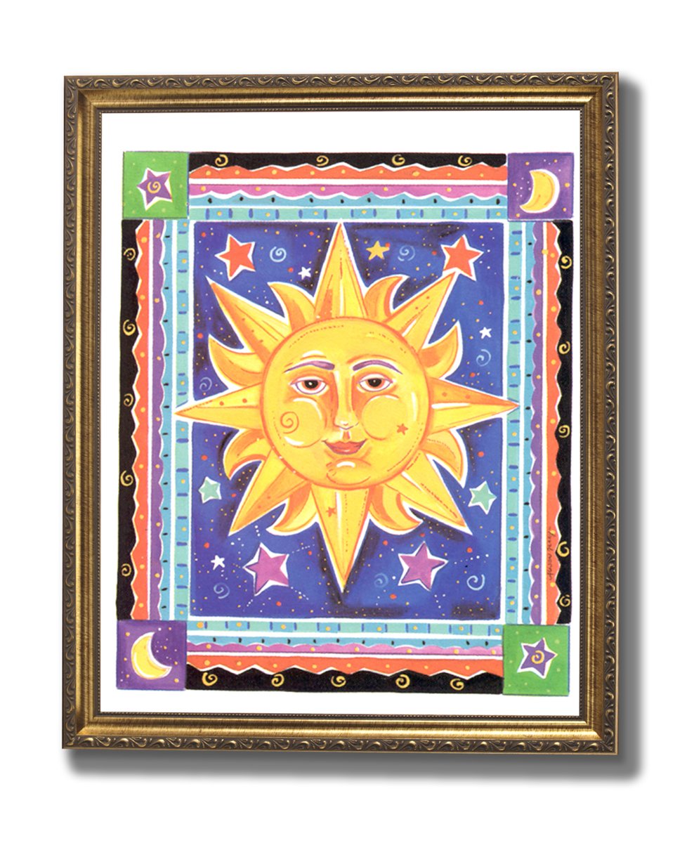 Gold Framed Art Print – Celestial Galaxy Kids Room Wall Art With Antique Gold Frame