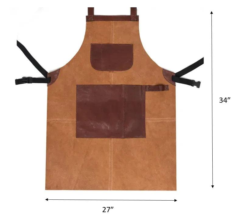 Genuine Leather Suede Apron - Saddle Brown - Gifts for You 'n Me