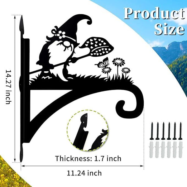 Plant Hangers Outdoor Heavy Duty Iron Decorative Gnome Silhouette Pot Hangers for Plants 11 inch Hanging Plant Bracket Wall Plant Hanger for Bird Feeder Flower Pot Lantern Wind Chimes