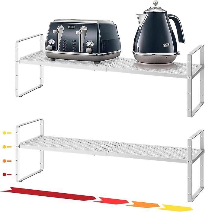 Hole Pattern Expandable Shelf Organizer,2Pack 8.1