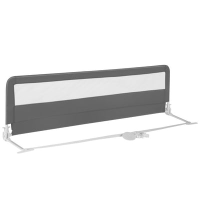 71 Inch Extra Long Swing Down Bed Guardrail with Safety Straps-Gray
