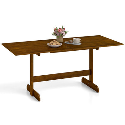 71 Inch Farmhouse Dining Table Wooden Kitchen Table for 6-8 with Rubber Wood Legs-Walnut